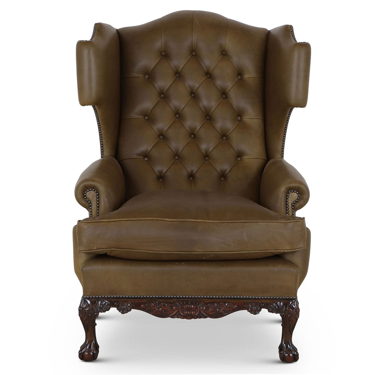 The Dryden Wingchair in Olive Green