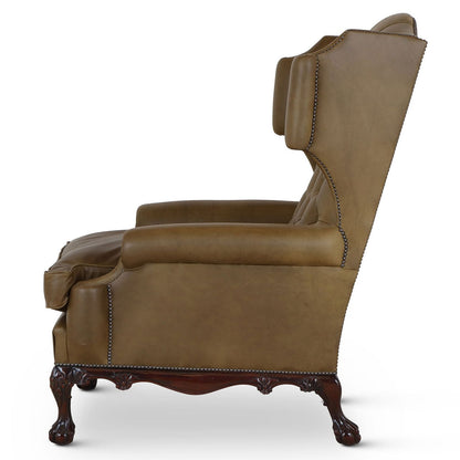 The Dryden Wingchair in Olive Green