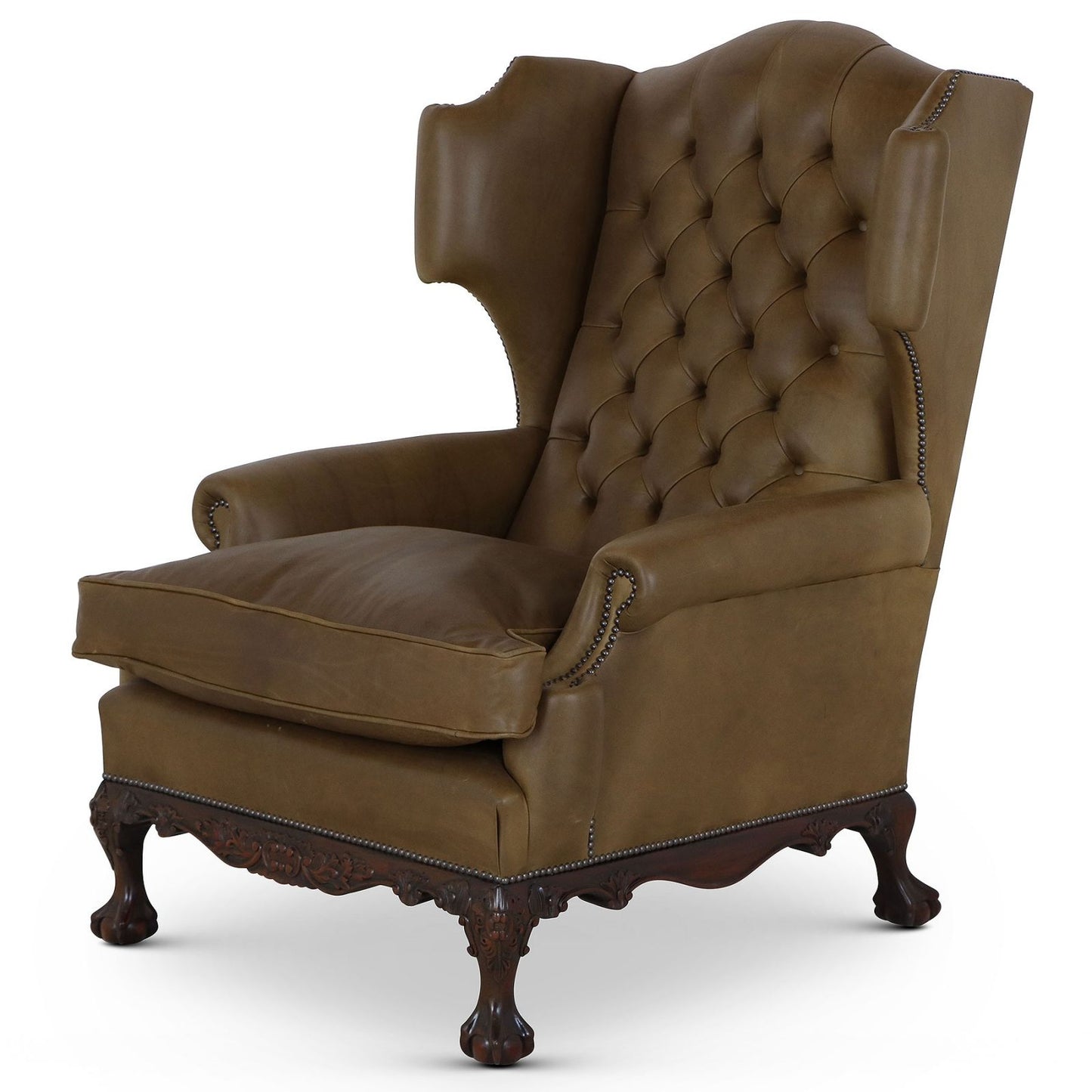 The Dryden Wingchair in Olive Green