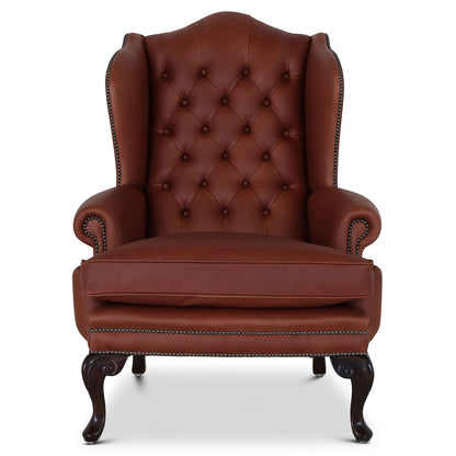 traditional english leather wingchair