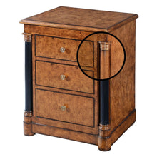 Empire Style Burr Oak with Ebony Bedside Table