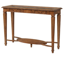 Burr Walnut Console Table with Glass Top