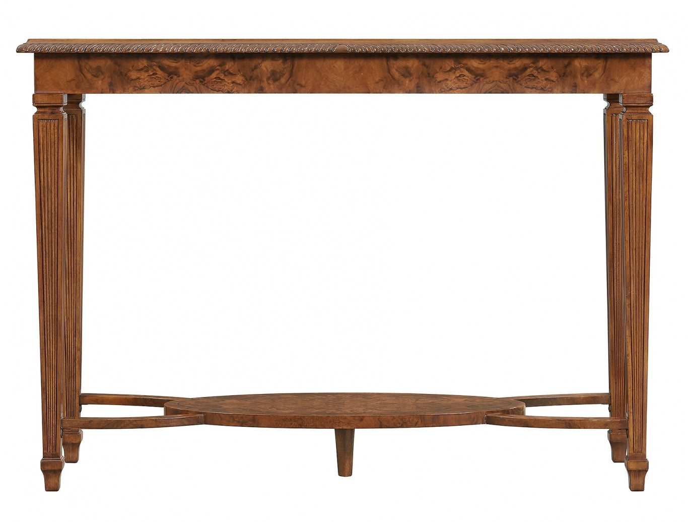 Burr Walnut Console Table with Glass Top