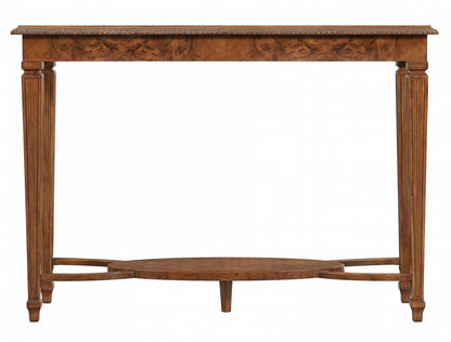 Burr Walnut Console Table with Glass Top