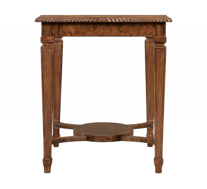 Burr Walnut Side Table with Glass Top