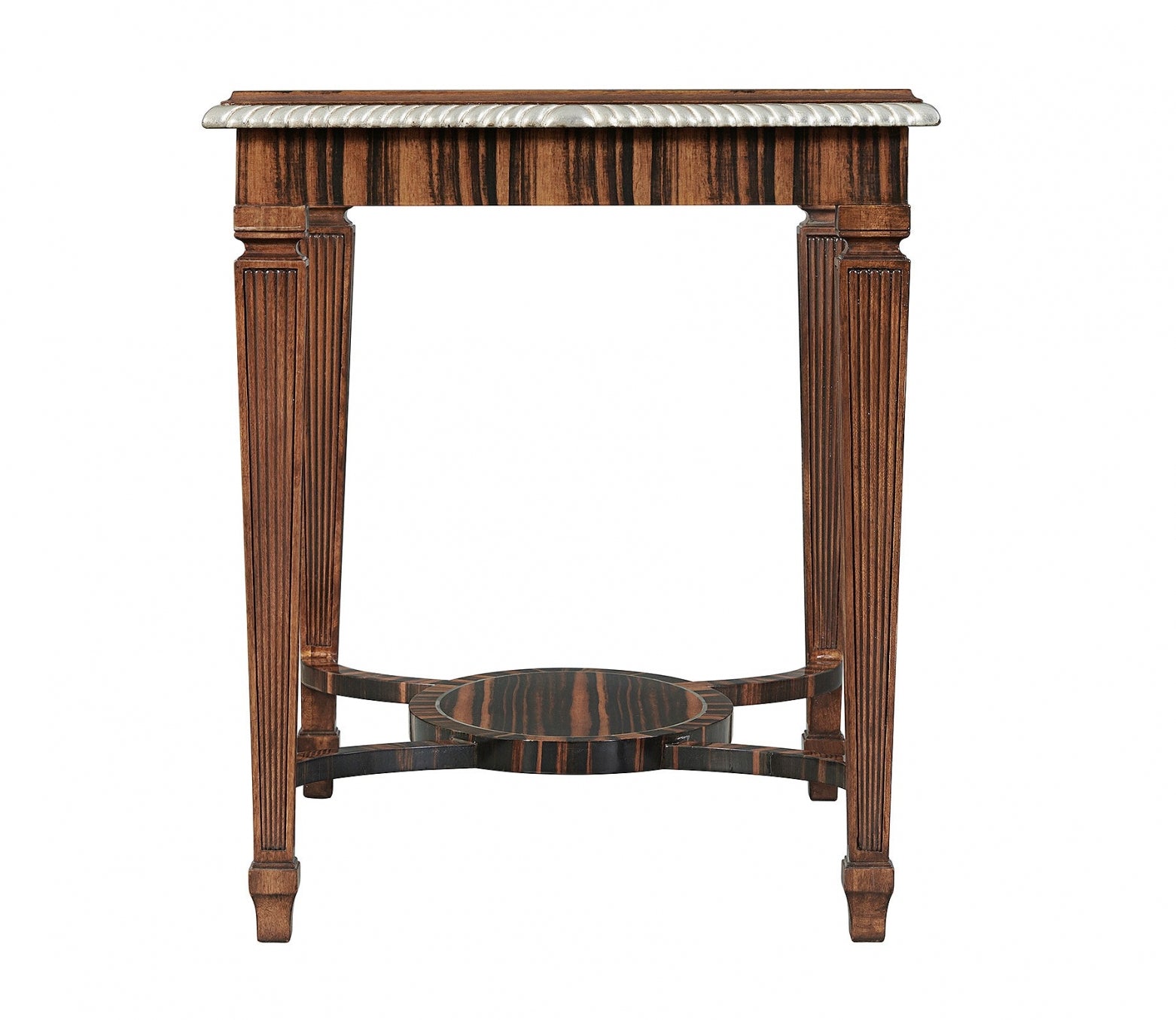 Neoclassical Ebony Side Table with Glass Top