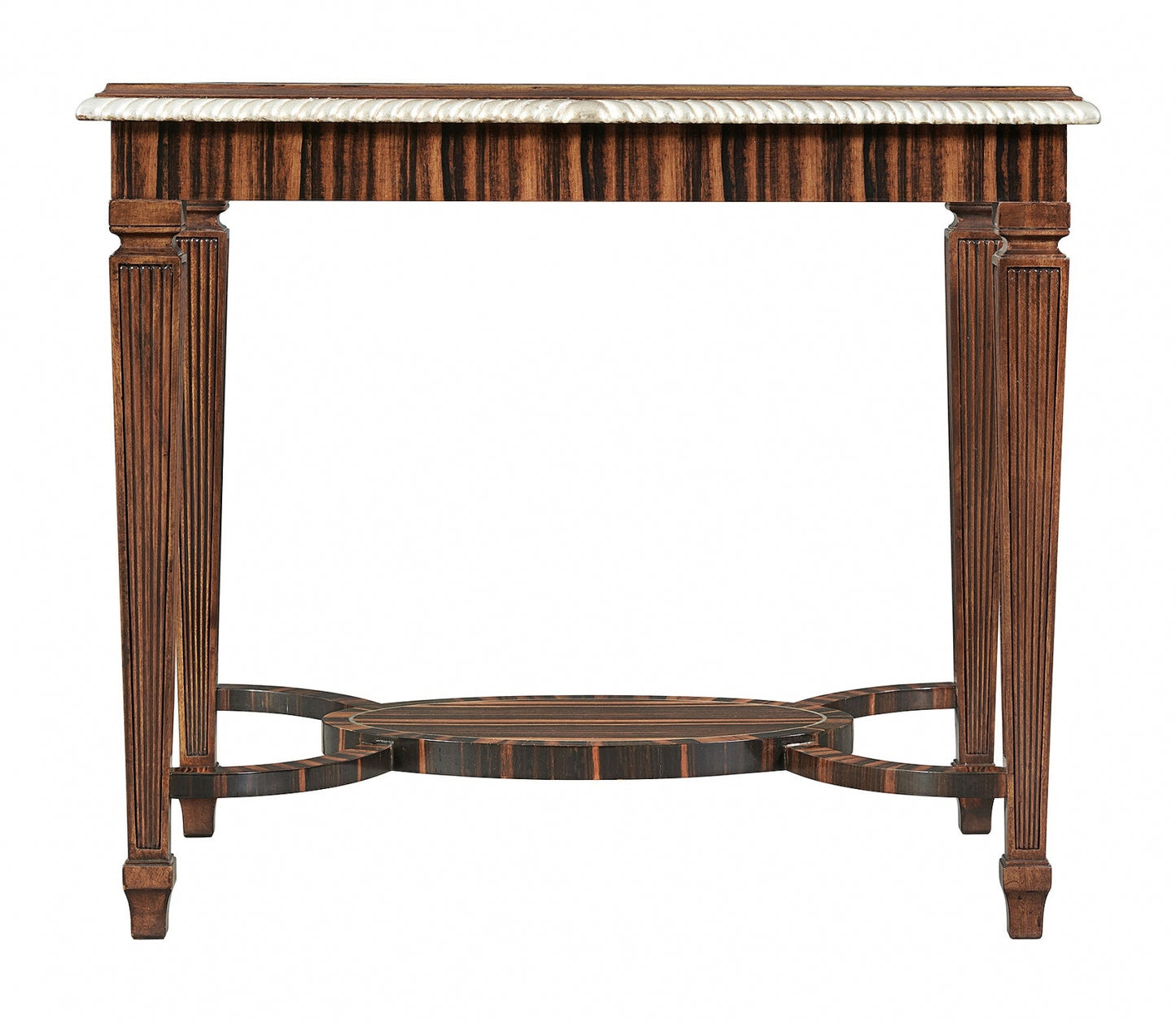 Neoclassical Ebony Side Table with Glass Top