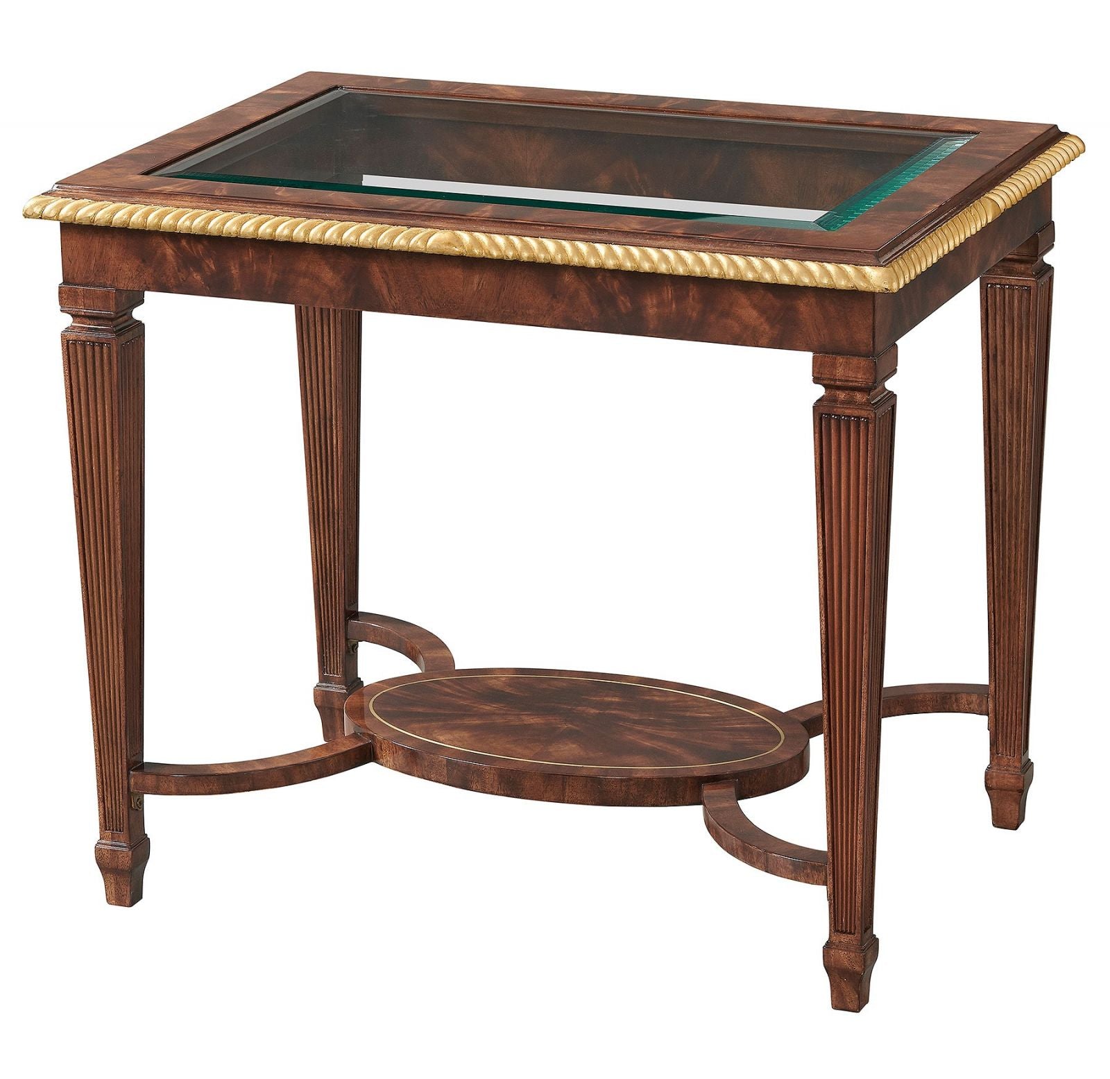 Mahogany Side Table with Glass Top