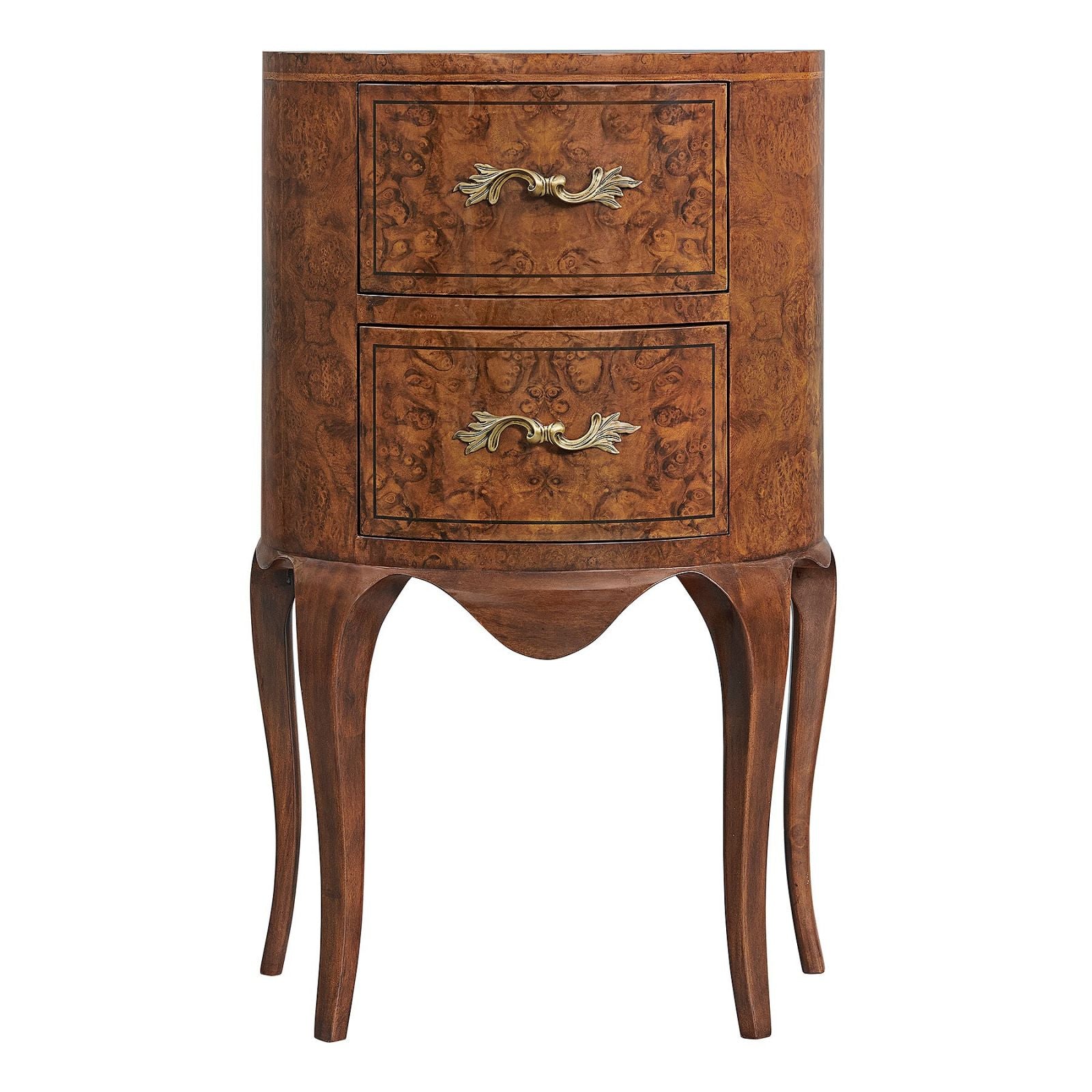 Continental Style Demi Lune Console in Burr Walnut