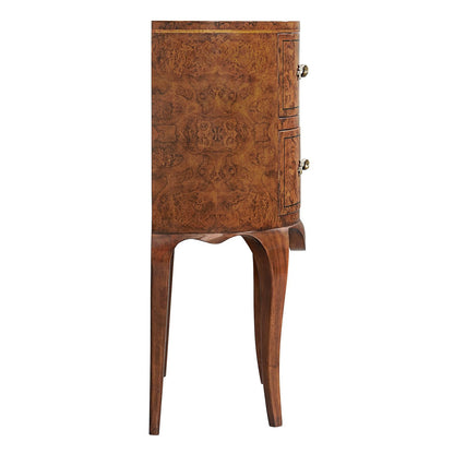 Continental Style Demi Lune Console in Burr Walnut