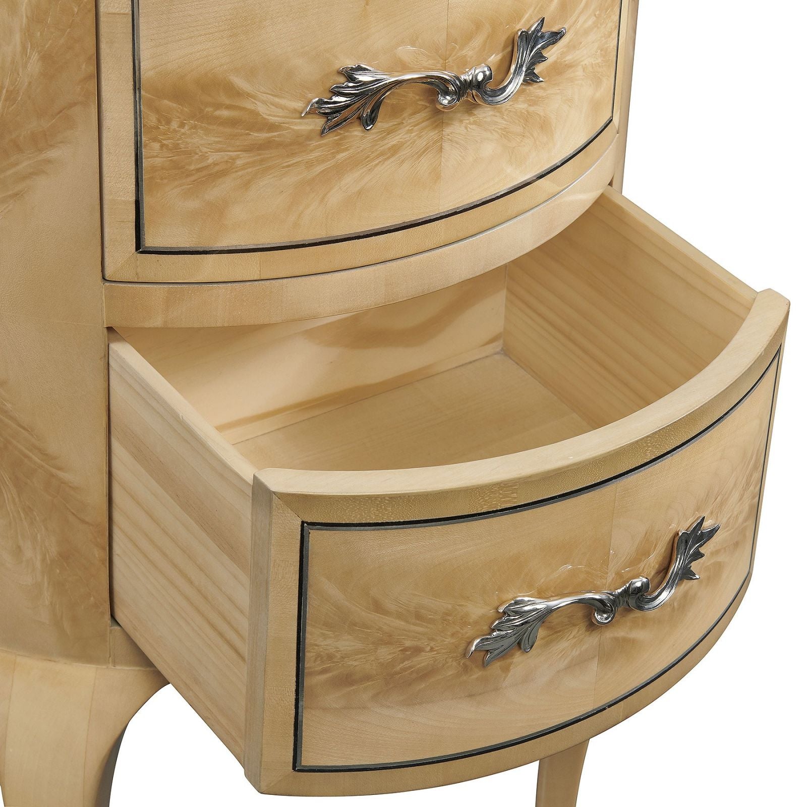 Continental Style Demi Lune Console in Crotch Sycamore