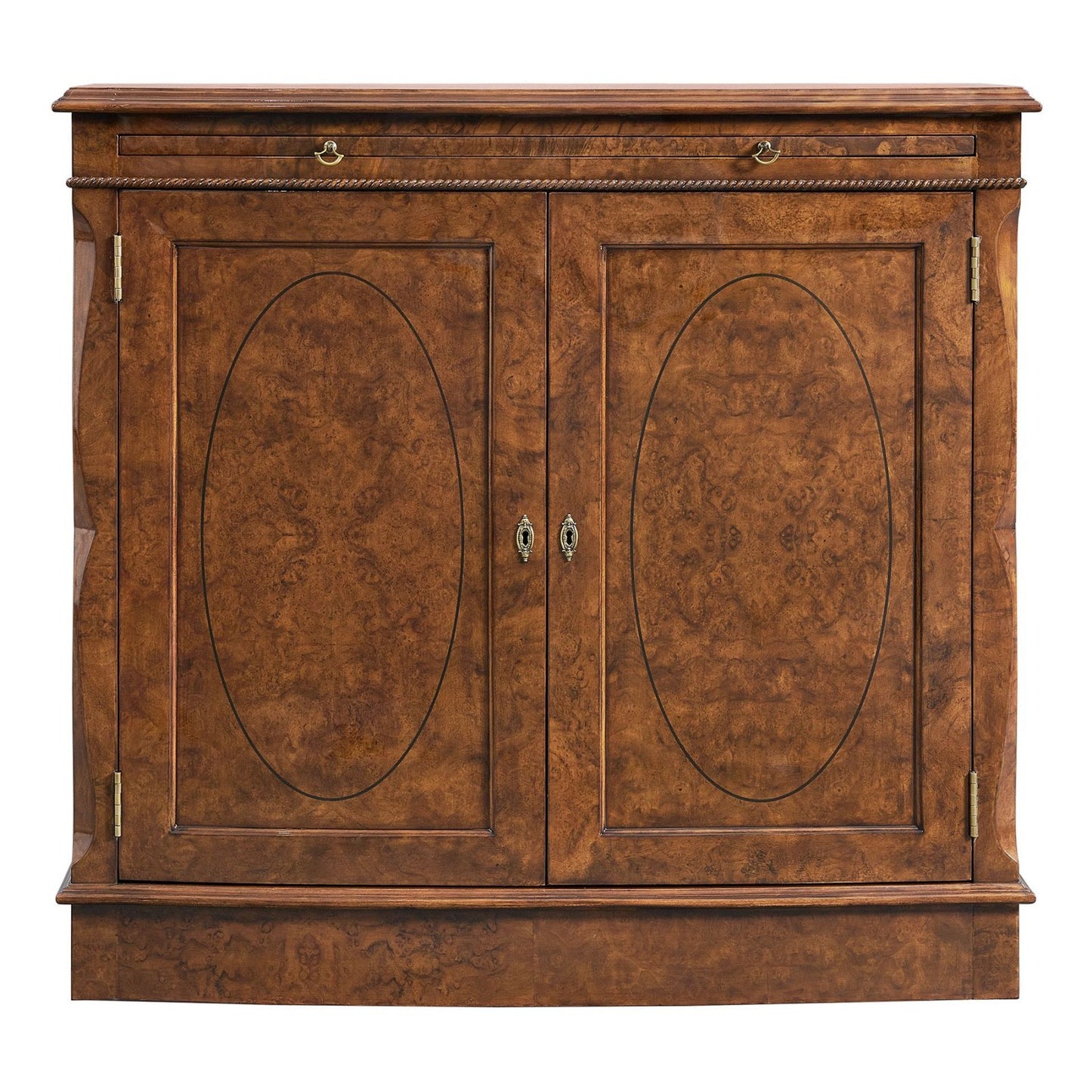 Bow Fronted Burr Walnut Side Cabinet