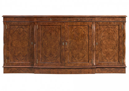 Serpentine Burr Walnut Four Door Sideboard