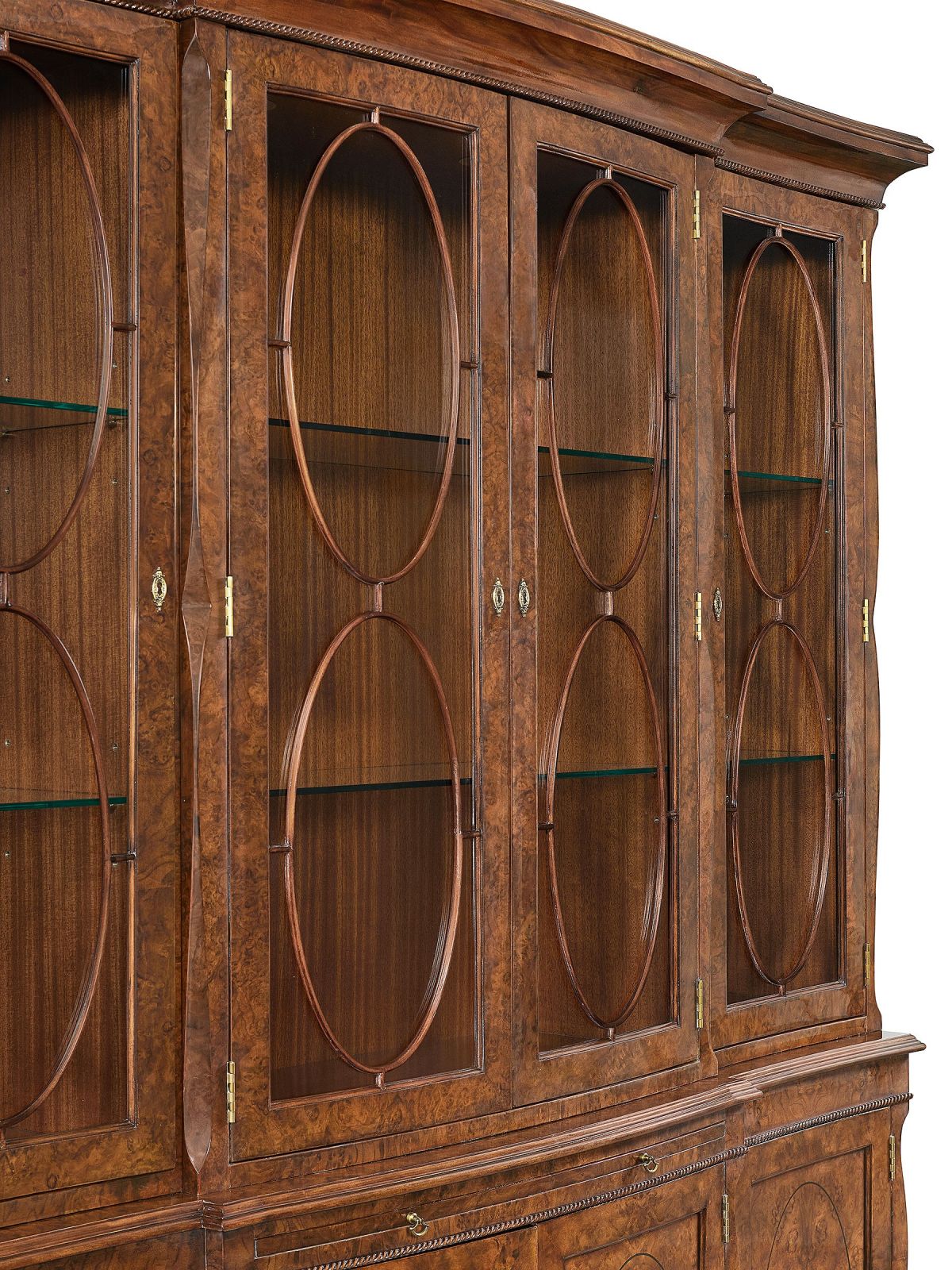 Serpentine Burr Walnut Display Cabinet