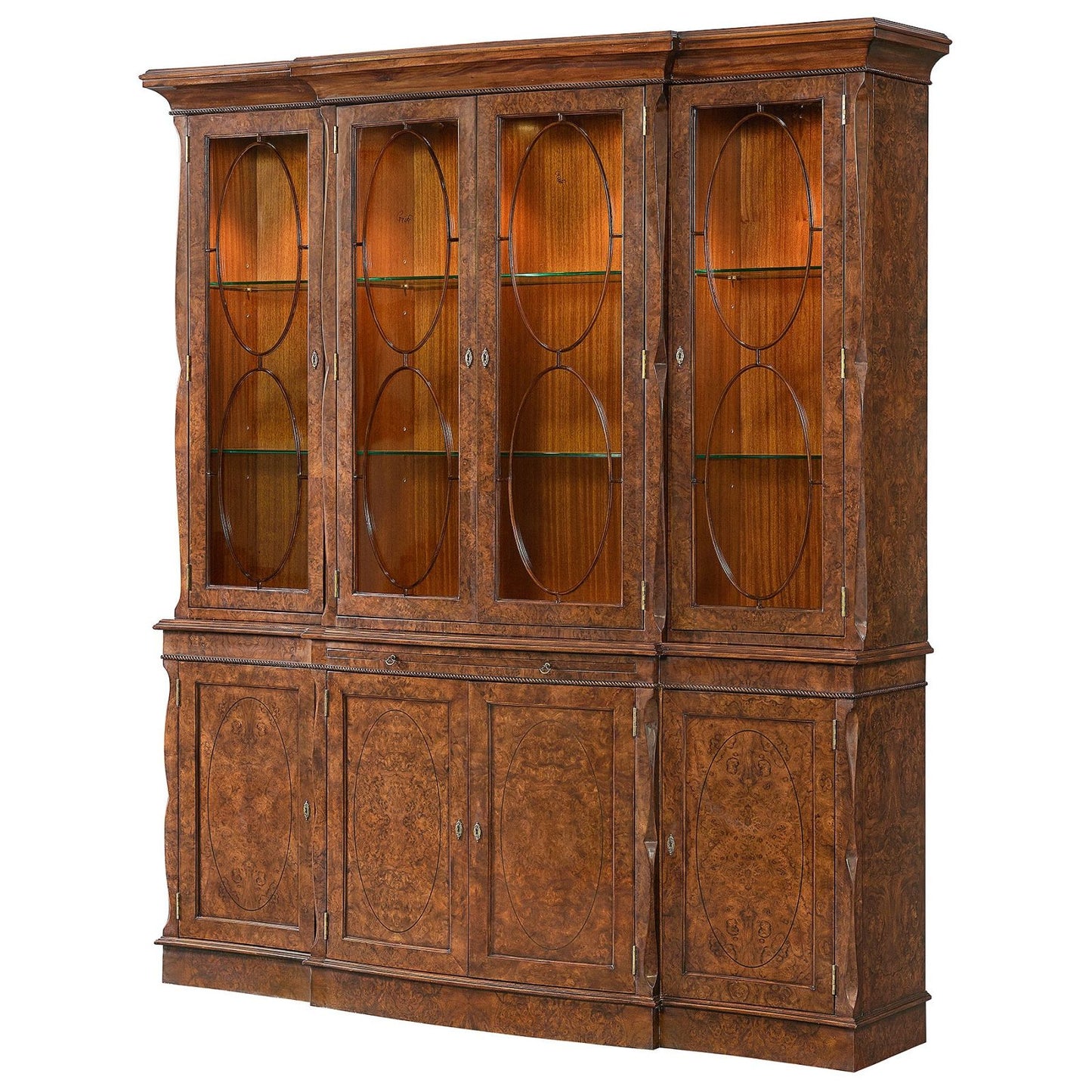 Serpentine Burr Walnut Display Cabinet