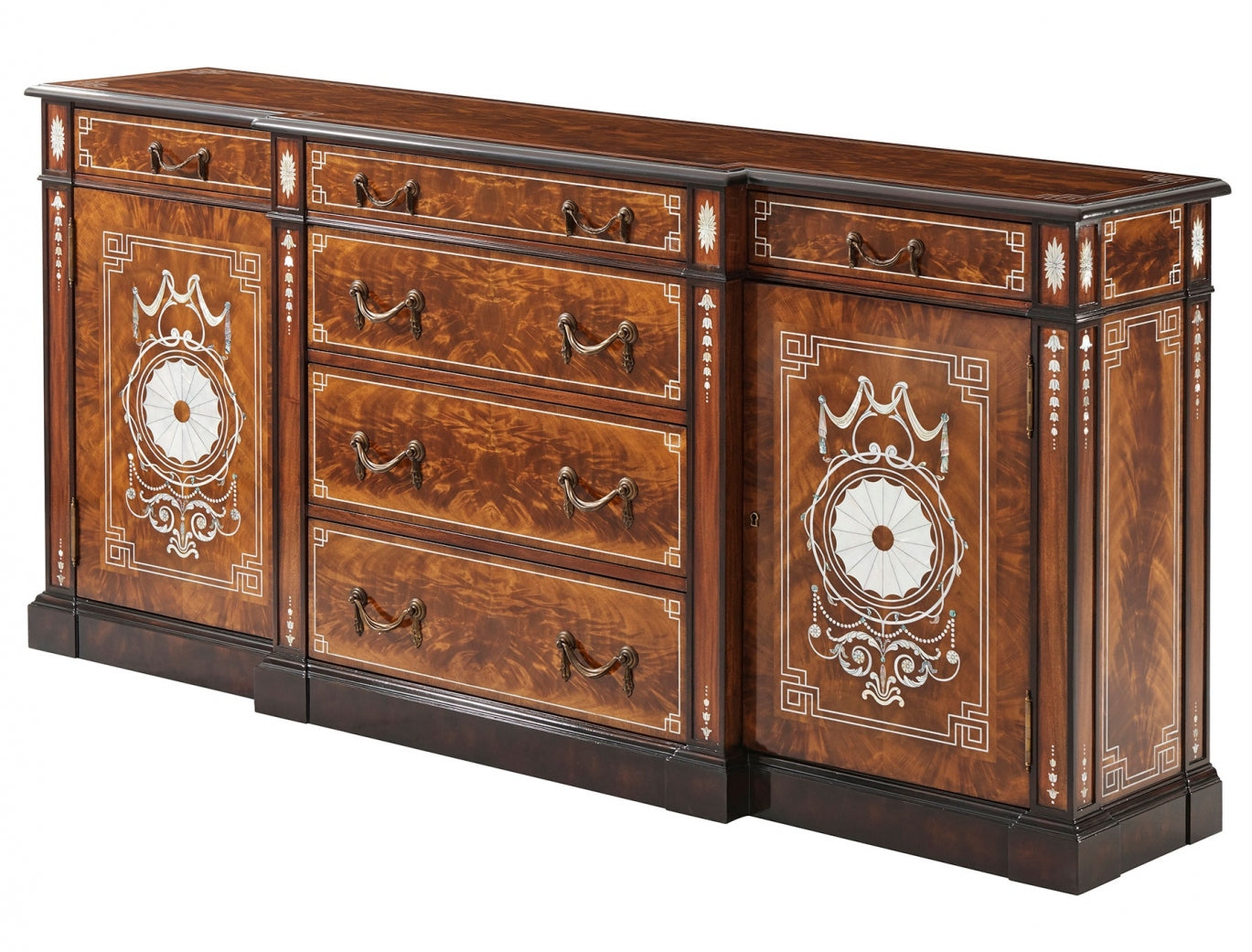 Neoclassical Style Mahogany Sideboard with Mother of Pearl Inlay