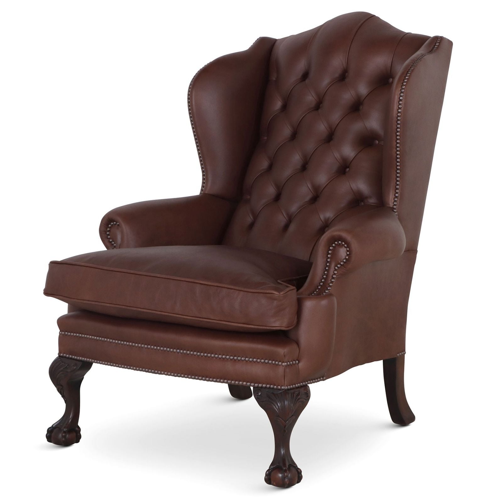 traditional english leather wingchair