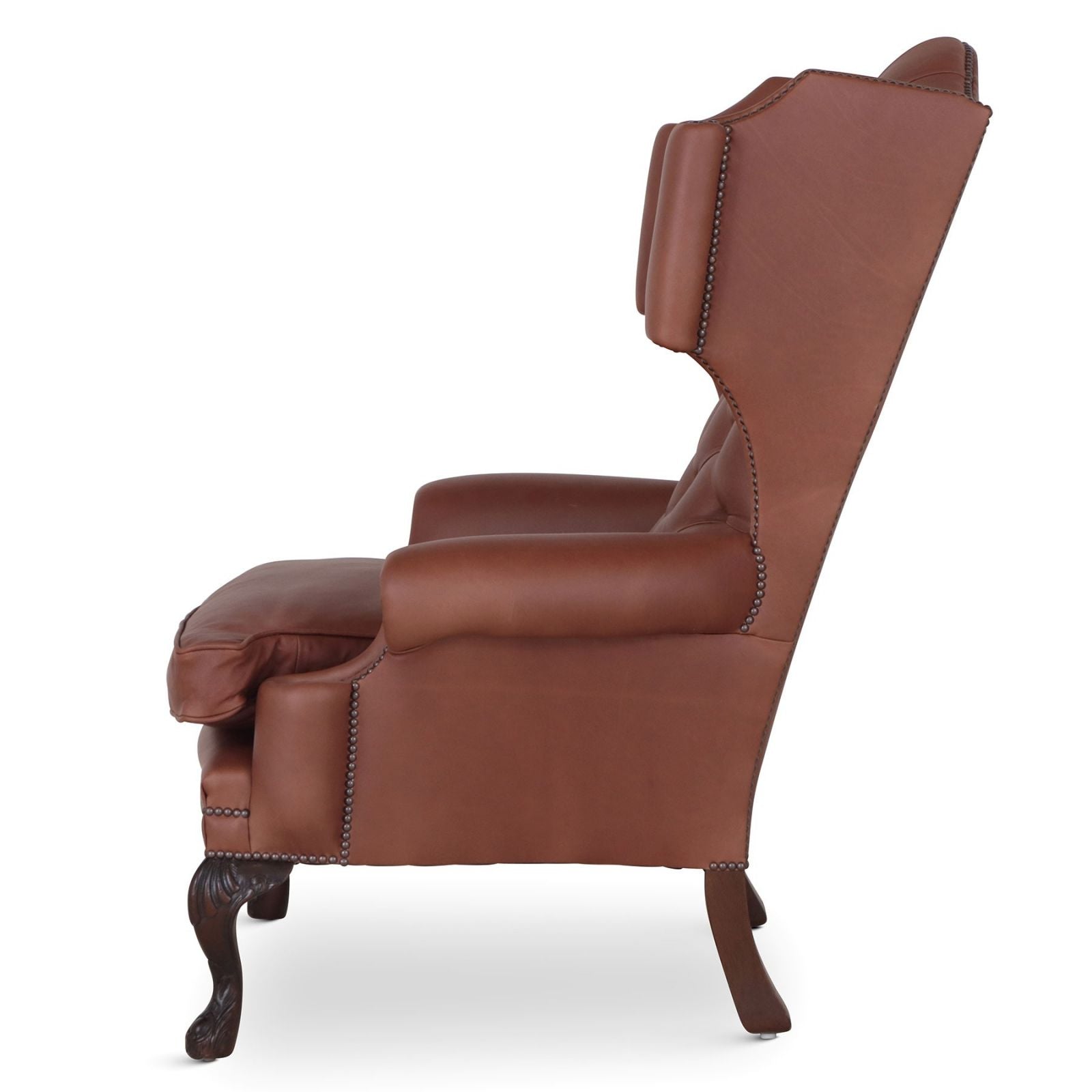 Elizabethan leather wingchair handmade