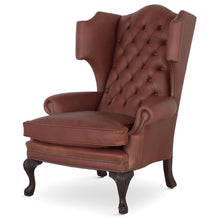 Elizabethan leather wingchair handmade