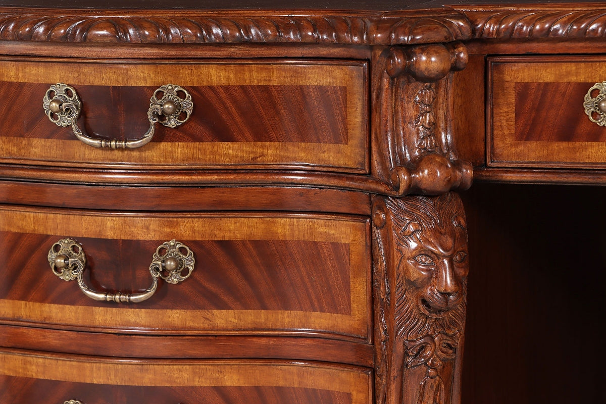 Flame Mahogany Serpentine Partners Pedestal Desk