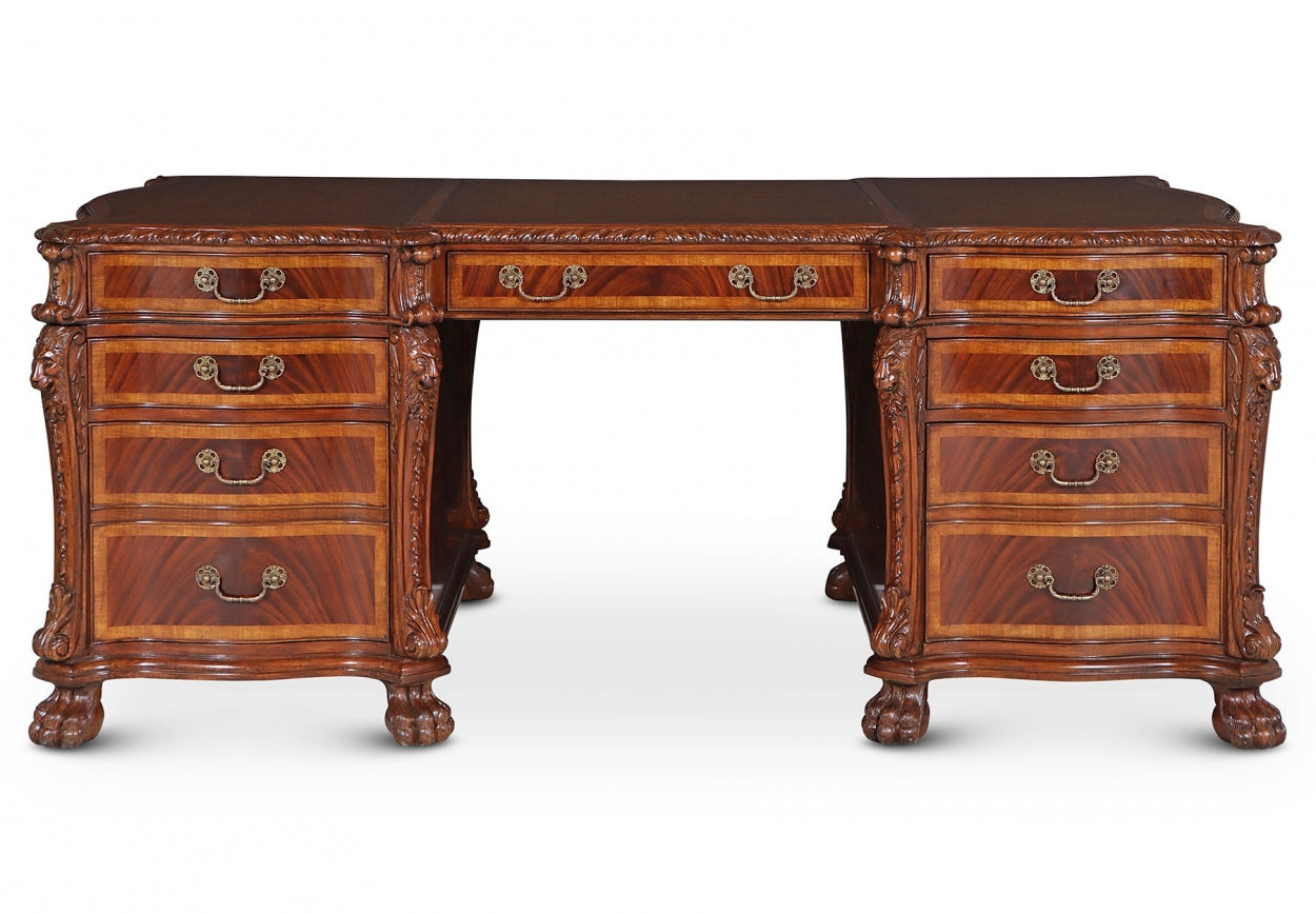 Flame Mahogany Serpentine Partners Pedestal Desk