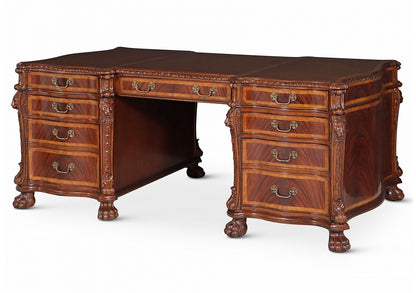 Flame Mahogany Serpentine Partners Pedestal Desk