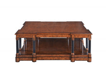 Empire Style Coffee Table in Burr Oak with Ebonised Legs