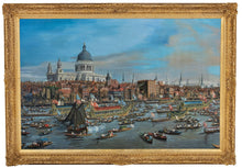 The City of London from the River Thames with St. Paul's Cathedral in style of Canaletto