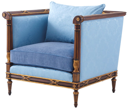 lymington damask sky blue upholstered chair 