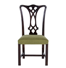 Chippendale Dining Chair Upholstered In Green Fabric