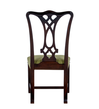 Chippendale Dining Chair Upholstered In Green Fabric