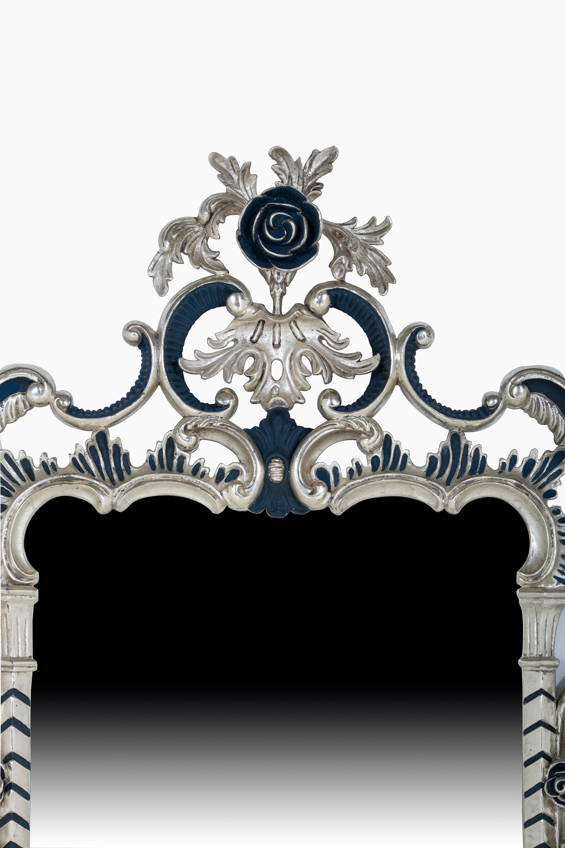 Mahogany Wall Mirror Water Gilded in White Gold Leaf